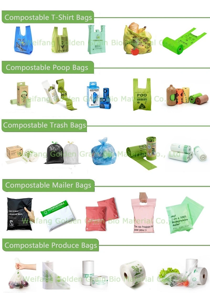 Eco Friendly 100% Biodegradable Plastic Shopping Corn Starch Garbage Compostable Mailing Bags with En13432/ASTM-D6400 Standard Pbat/PLA TUV Ok